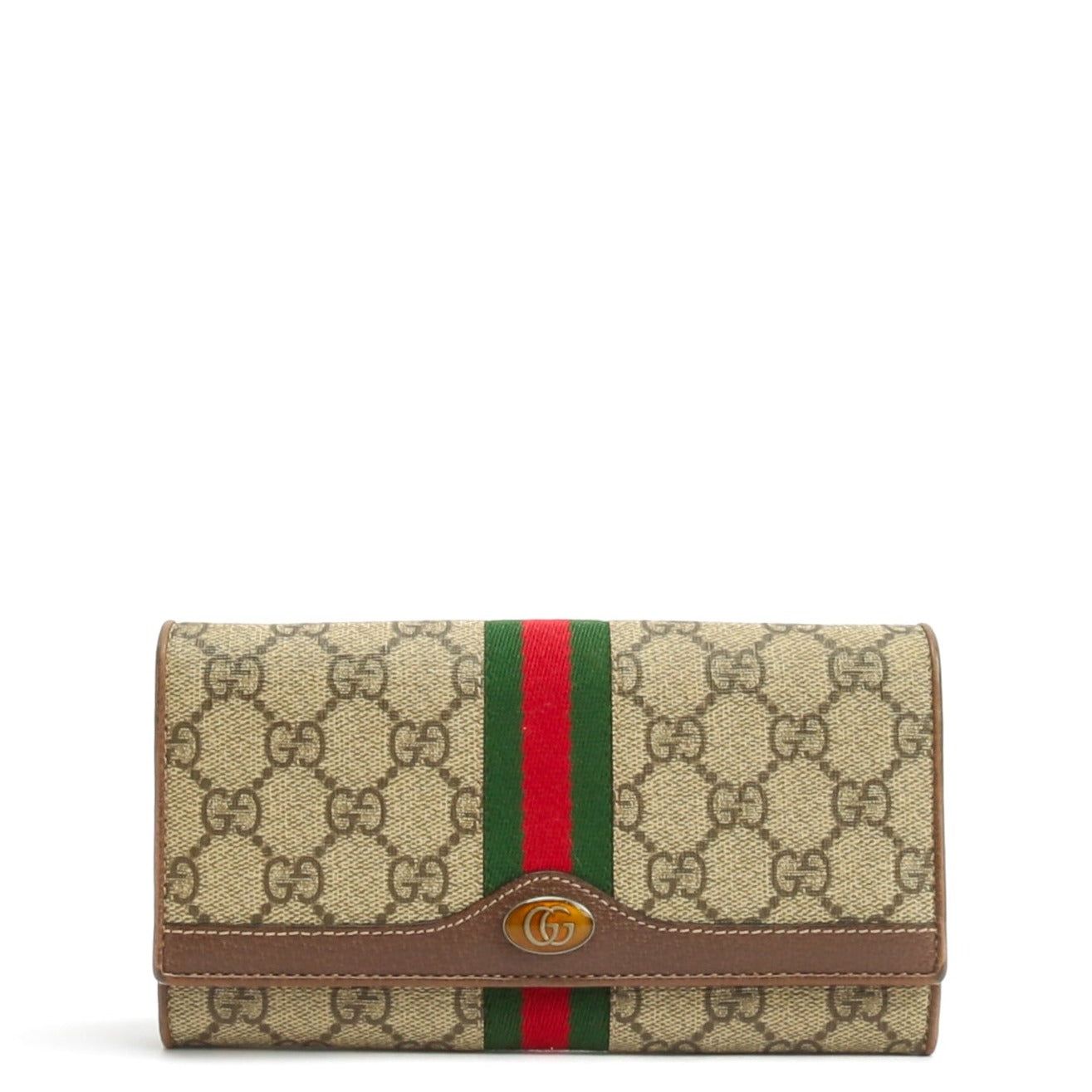 Gucci GG Supreme Monogram Apple Card Case Chain Wallet Brown in Coated  Canvas/Leather - US