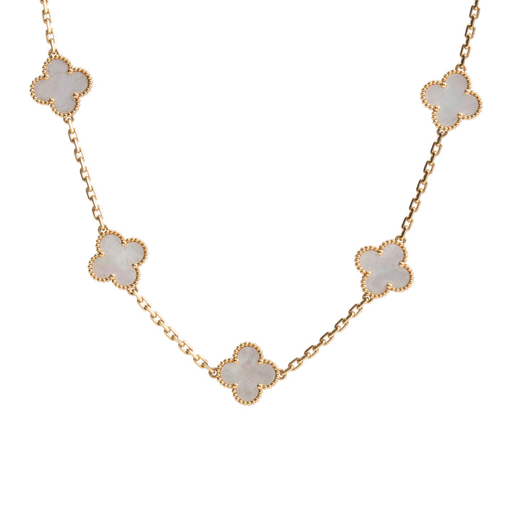 VAN CLEEF & ARPELS Vintage Alhambra 10 Motif Necklace - Mother of Pearl