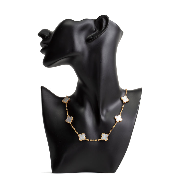 VAN CLEEF & ARPELS Vintage Alhambra 10 Motif Necklace - Mother of Pearl