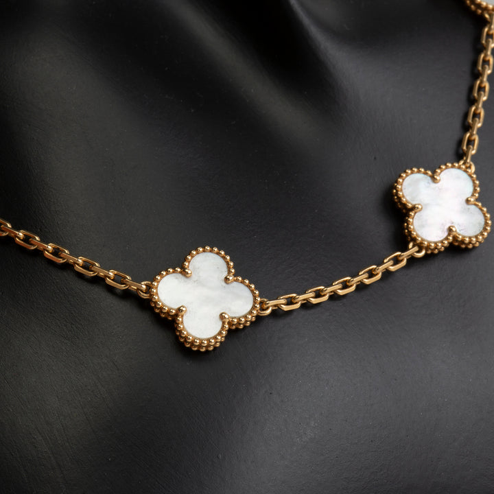 VAN CLEEF & ARPELS Vintage Alhambra 10 Motif Necklace - Mother of Pearl
