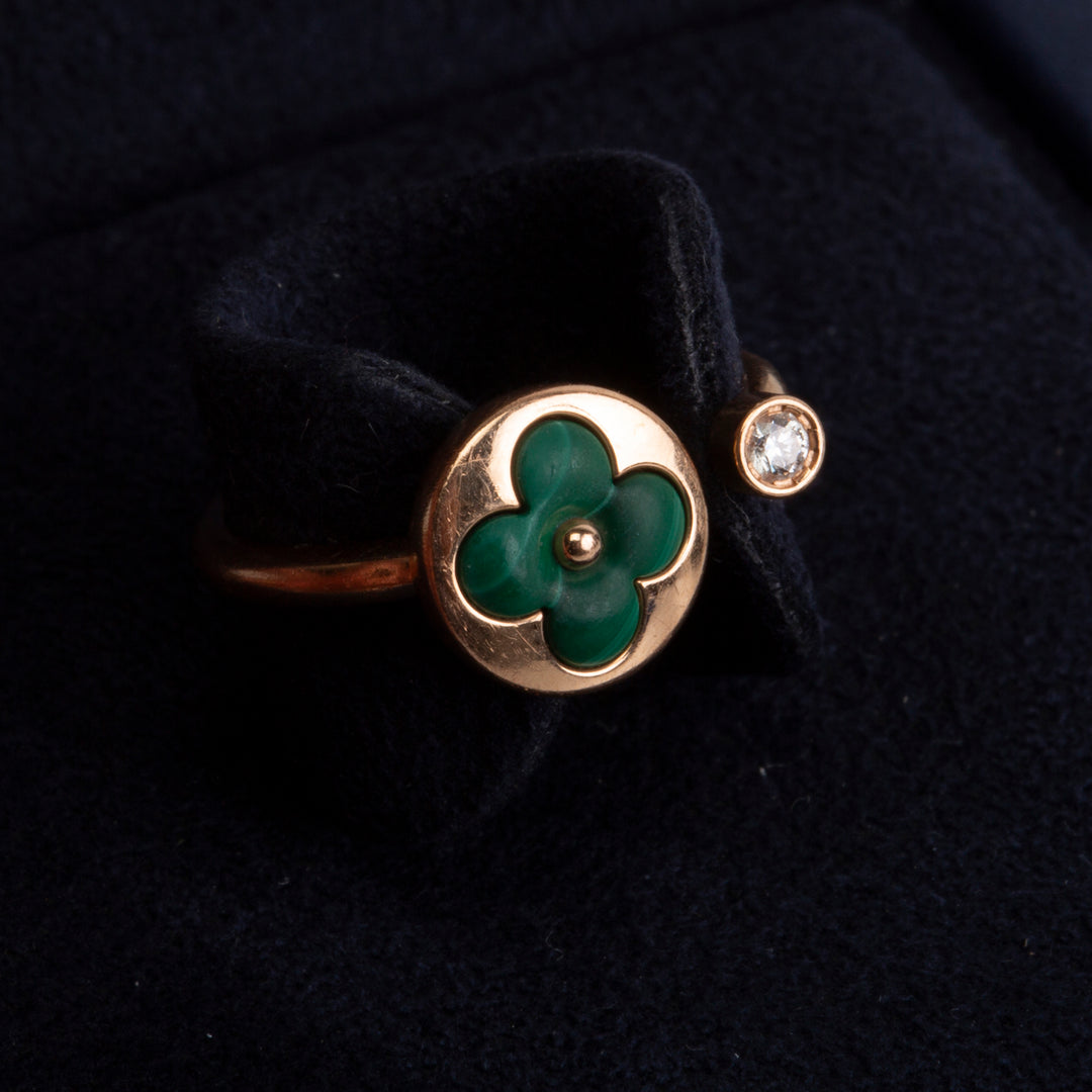 LOUIS VUITTON Blossom Mini Sun Malachite Diamond Ring