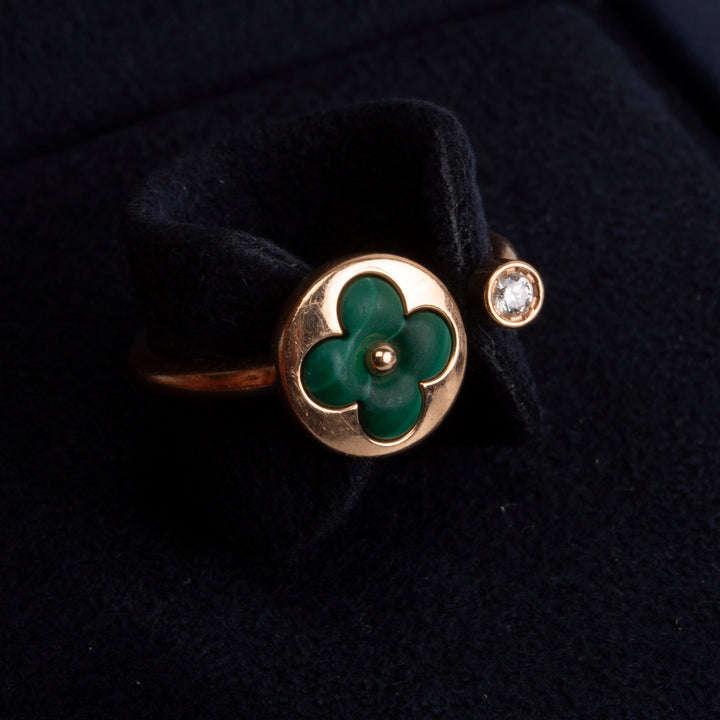 LOUIS VUITTON Blossom Mini Sun Malachite Diamond Ring