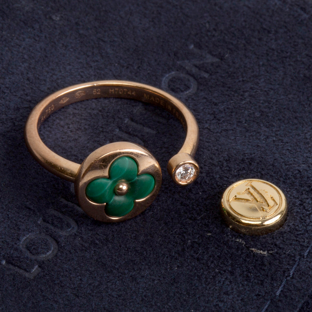 LOUIS VUITTON Blossom Mini Sun Malachite Diamond Ring