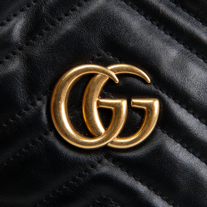 GUCCI GG Marmont Matelasse Mini Bucket Bag - Black