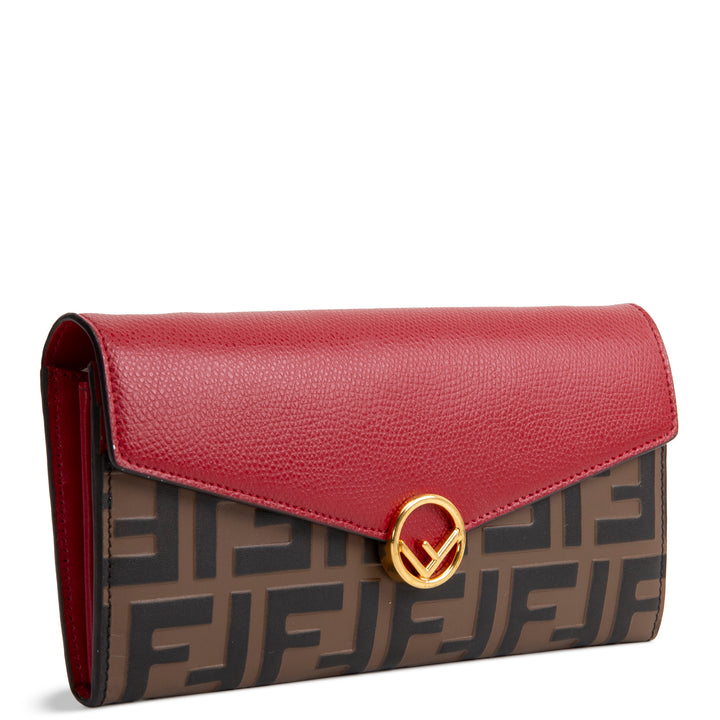 FENDI F is Fendi Zucca Embossed Wallet on Chain - Red