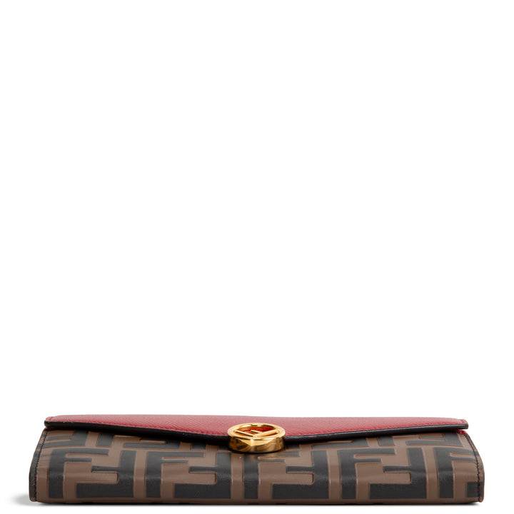 FENDI F is Fendi Zucca Embossed Wallet on Chain - Red