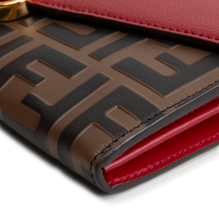 FENDI F is Fendi Zucca Embossed Wallet on Chain - Red