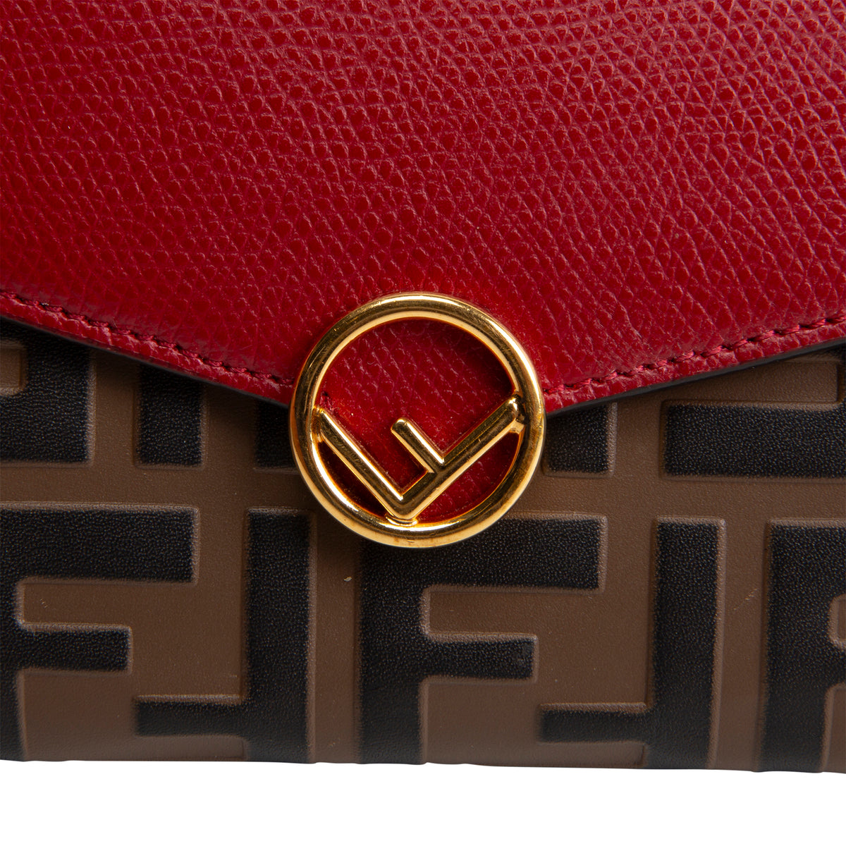 FENDI F is Fendi Zucca Embossed Wallet on Chain - Red