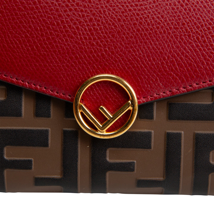 FENDI F is Fendi Zucca Embossed Wallet on Chain - Red