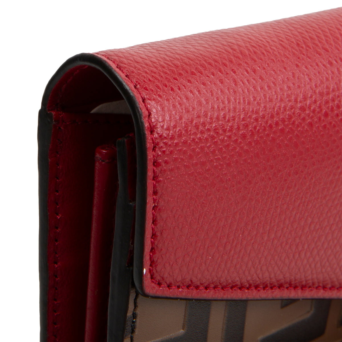 FENDI F is Fendi Zucca Embossed Wallet on Chain - Red
