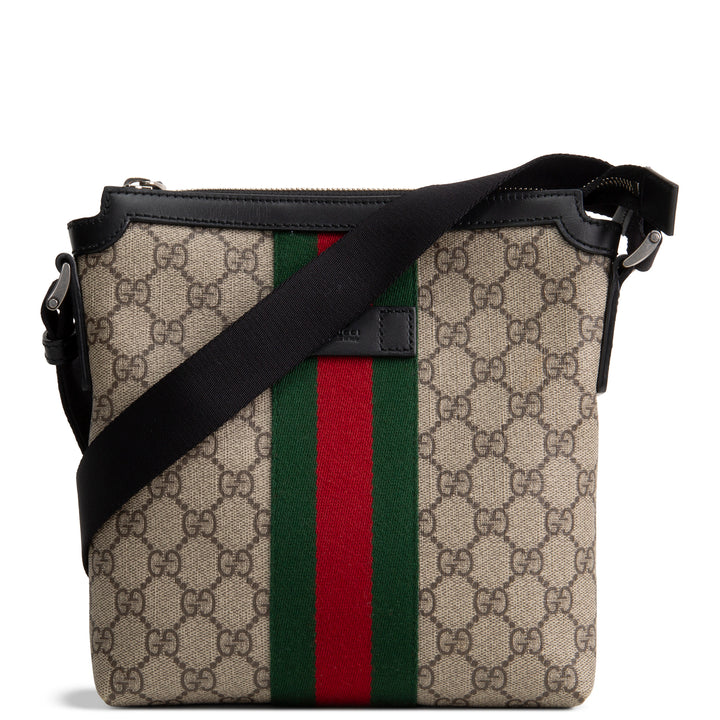 GUCCI GG Supreme Web Messenger Bag - Beige &amp; Ebony