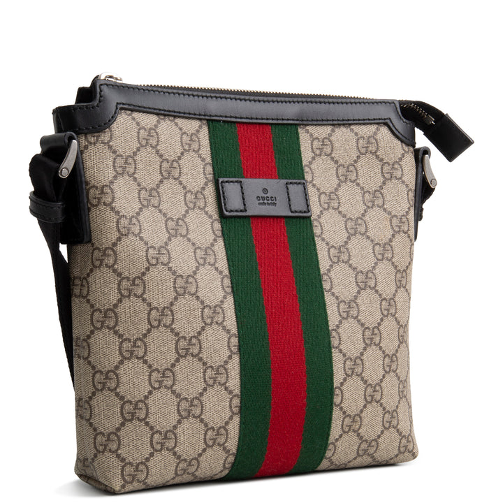 GUCCI GG Supreme Web Messenger Bag - Beige &amp; Ebony