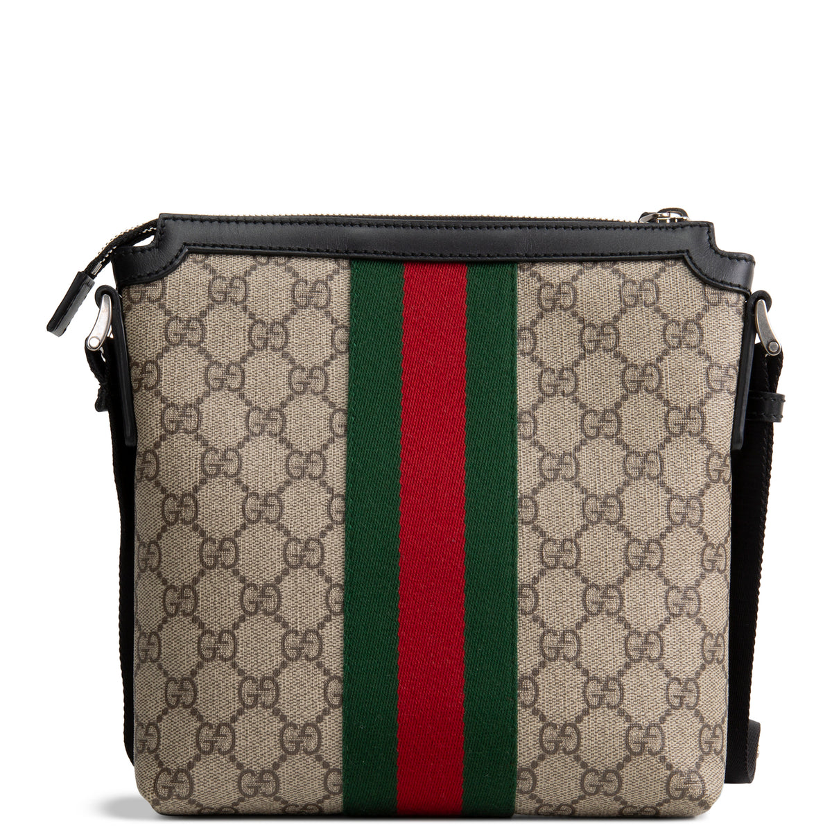 GUCCI GG Supreme Web Messenger Bag - Beige &amp; Ebony