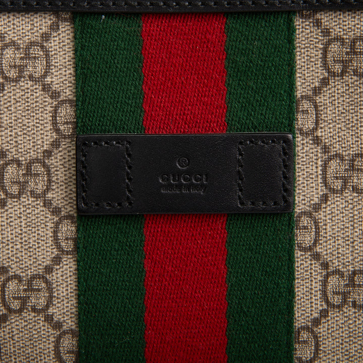 GUCCI GG Supreme Web Messenger Bag - Beige &amp; Ebony