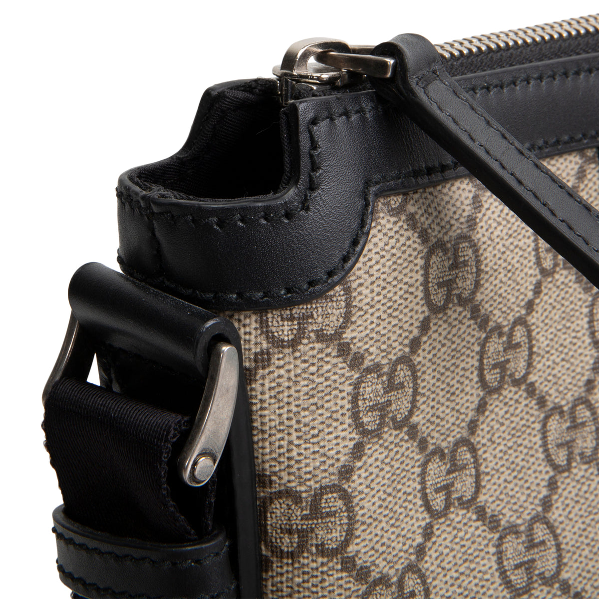 GUCCI GG Supreme Web Messenger Bag - Beige &amp; Ebony