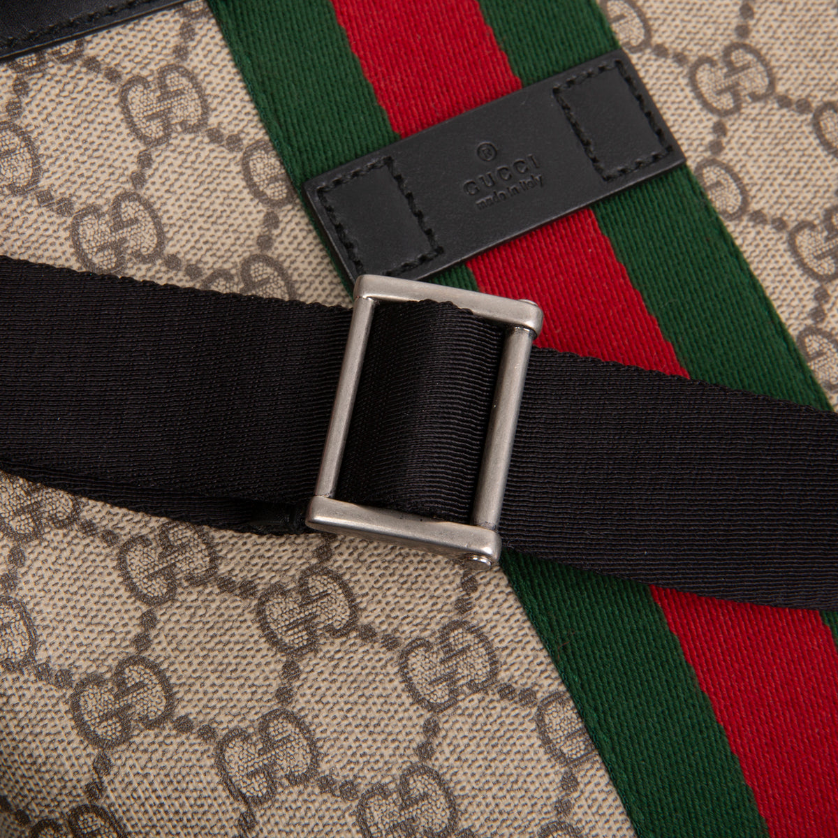 GUCCI GG Supreme Web Messenger Bag - Beige &amp; Ebony