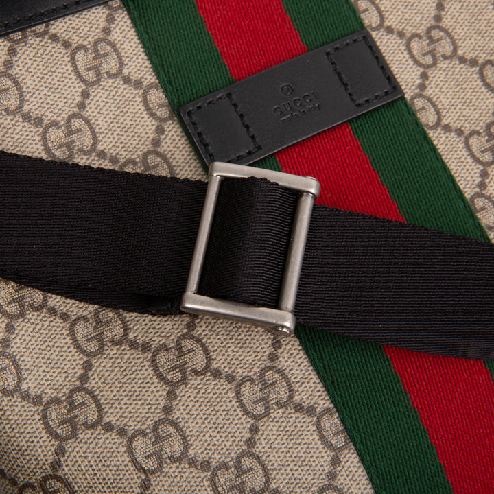 GUCCI GG Supreme Web Messenger Bag - Beige &amp; Ebony