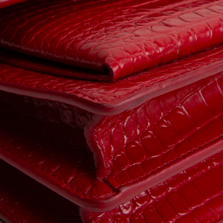 SAINT LAURENT Sunset Croc Embossed - Red
