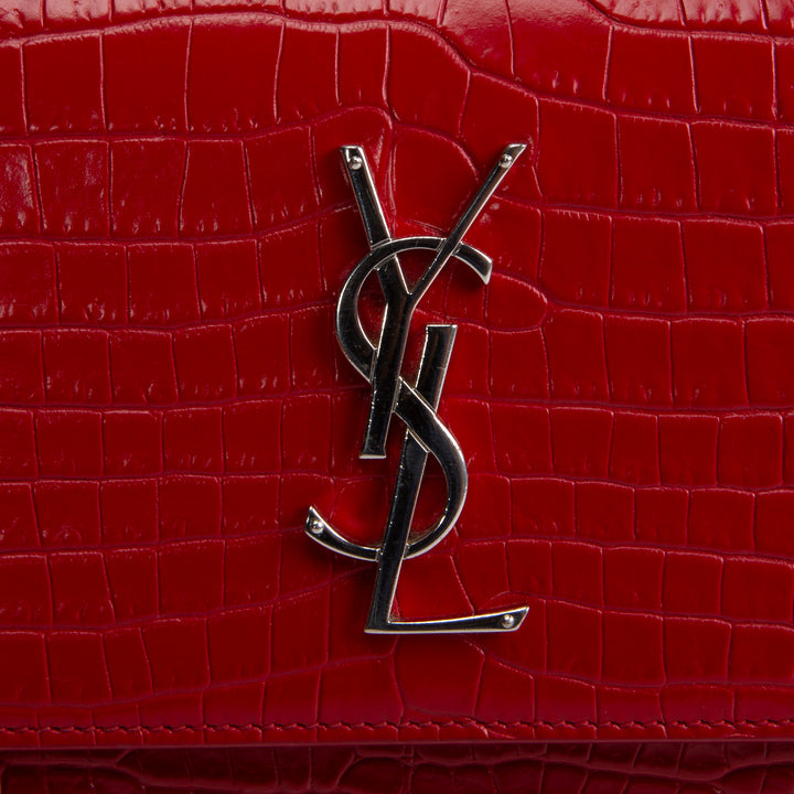 SAINT LAURENT Sunset Croc Embossed - Red