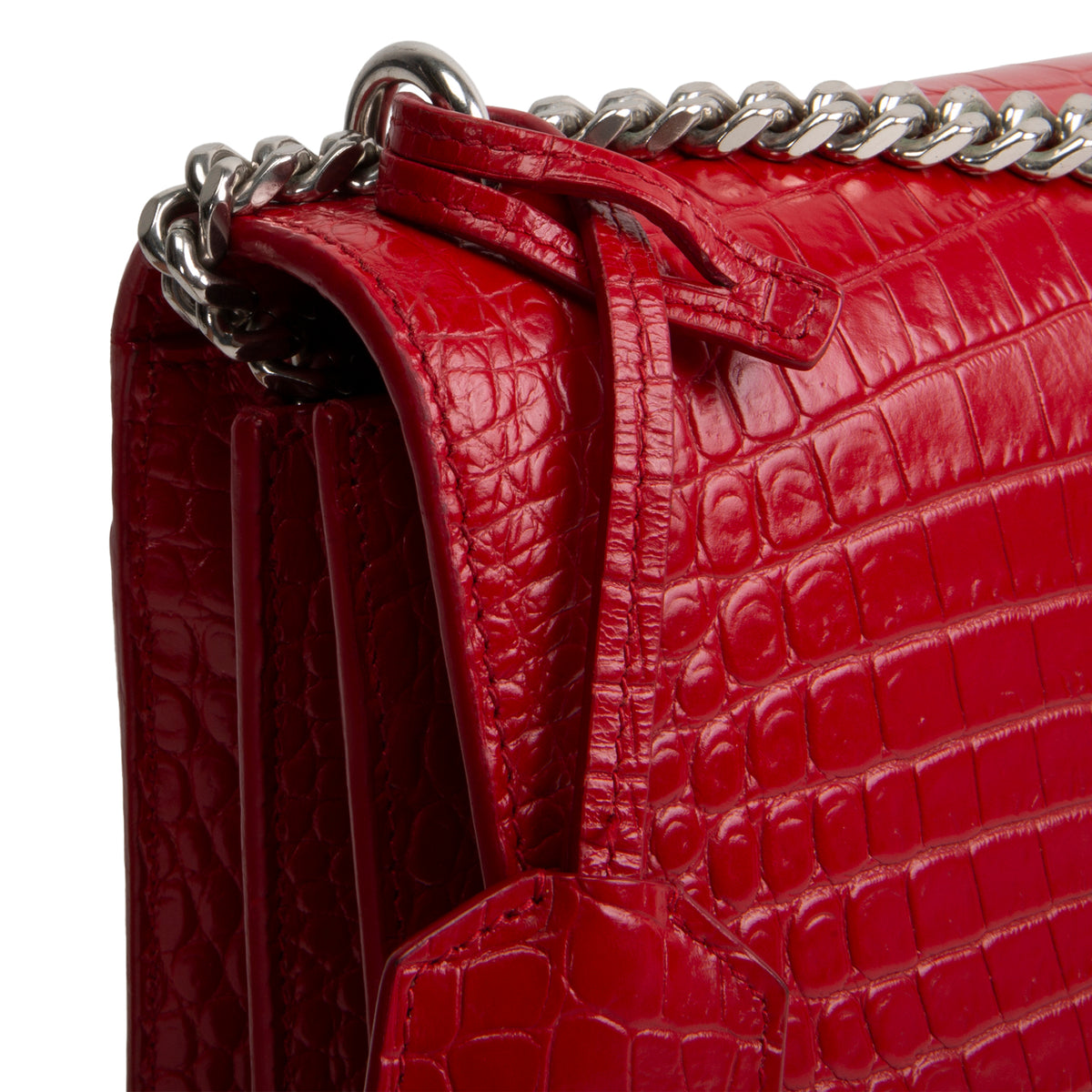 SAINT LAURENT Sunset Croc Embossed - Red