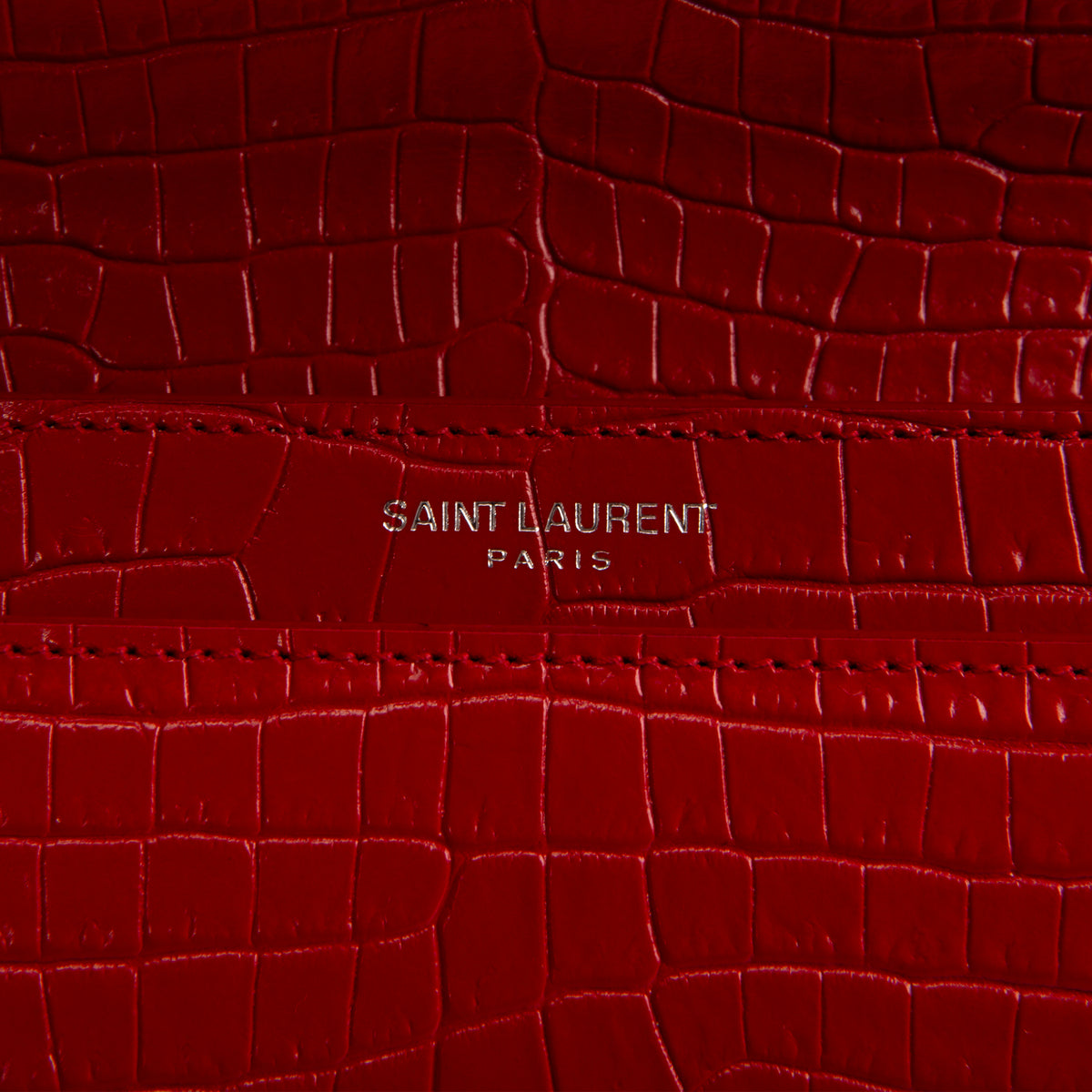 SAINT LAURENT Sunset Croc Embossed - Red