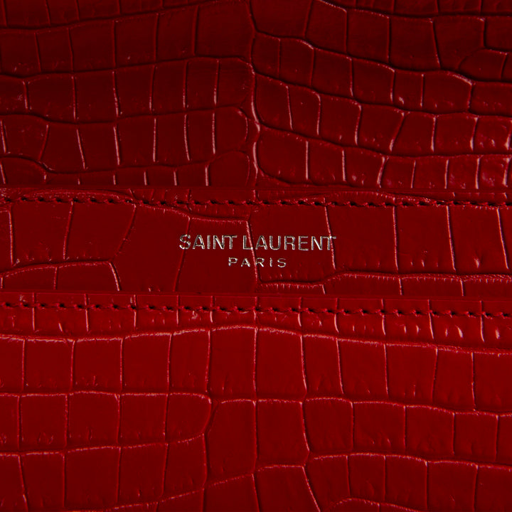 SAINT LAURENT Sunset Croc Embossed - Red