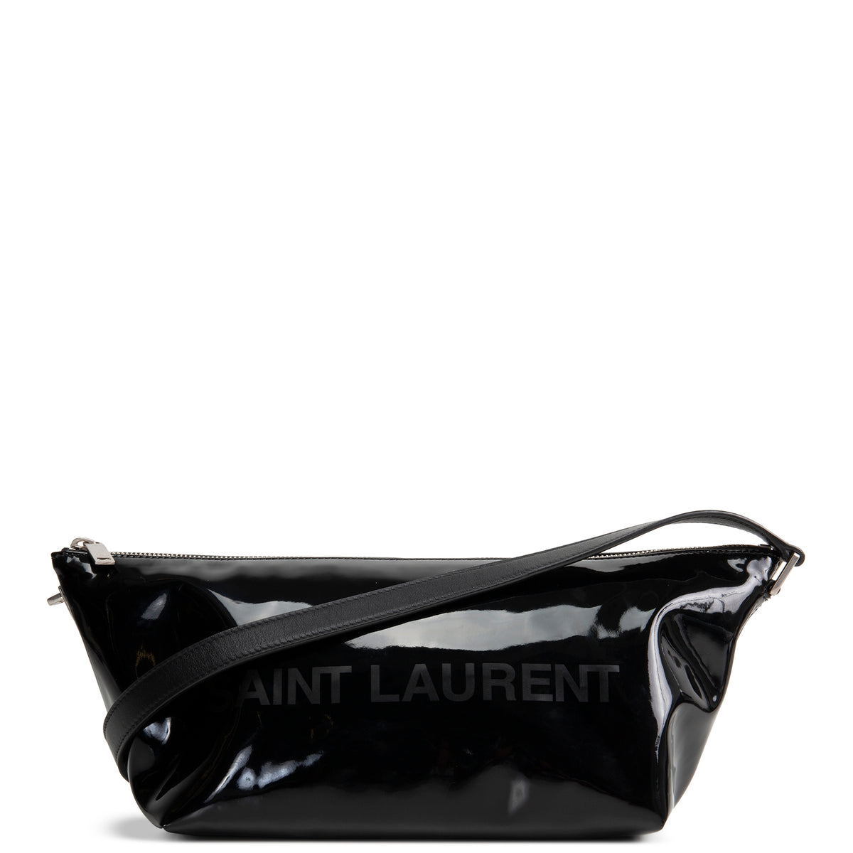 SAINT LAURENT Patent Le Monogramme Shoulder Bag - Black