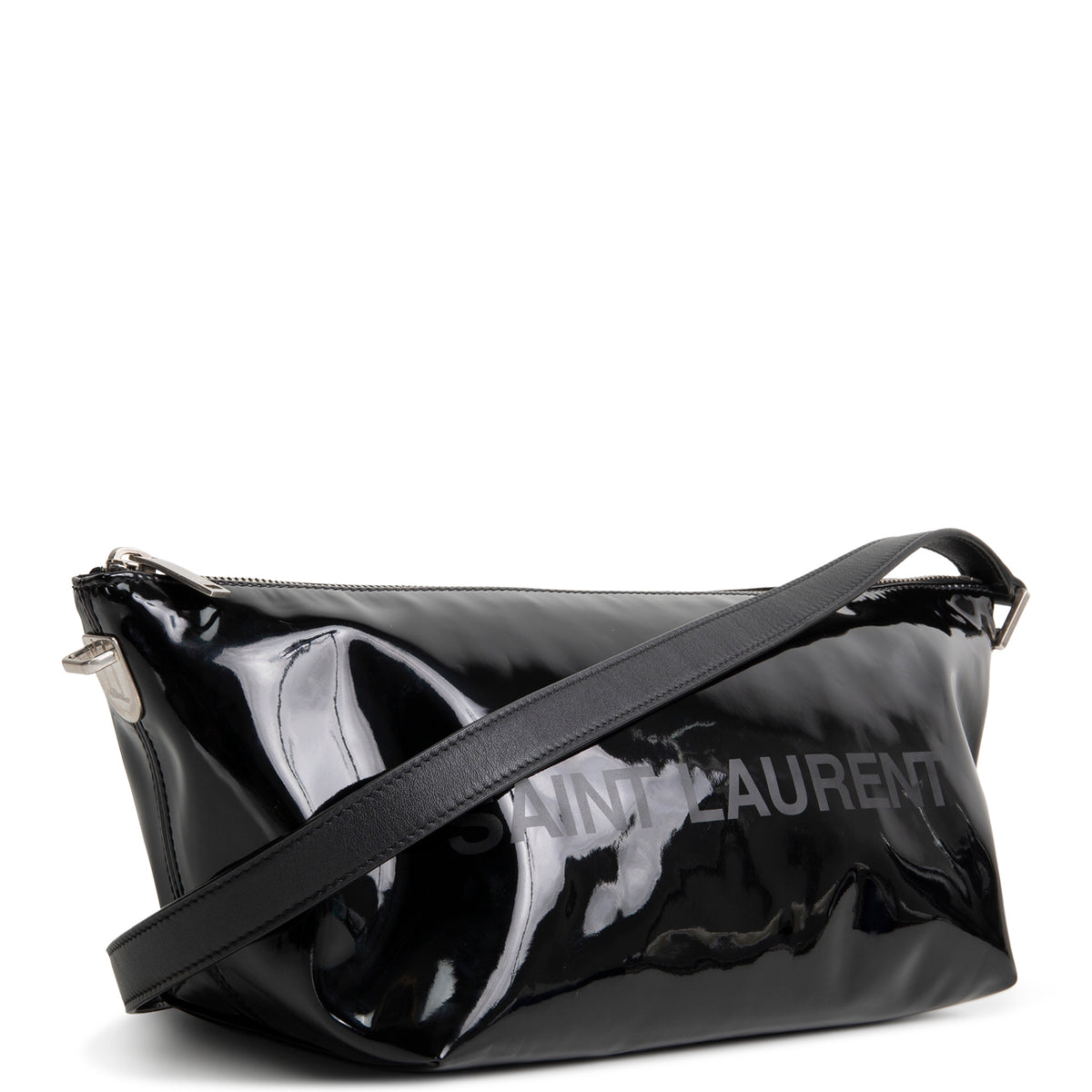 SAINT LAURENT Patent Le Monogramme Shoulder Bag - Black