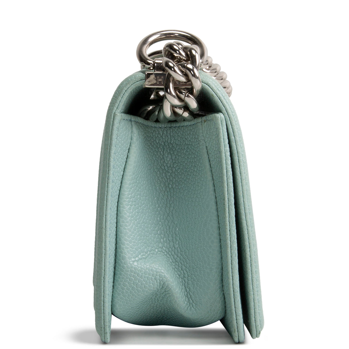 CHANEL Chevron Caviar Boy Bag Small - Aqua Blue OUTLET FINAL SALE