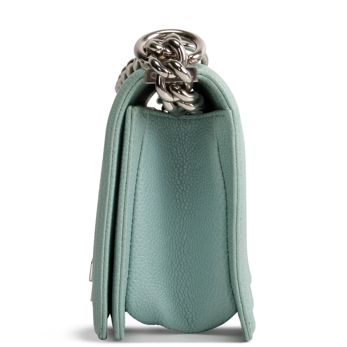 CHANEL Chevron Caviar Boy Bag Small - Aqua Blue OUTLET FINAL SALE