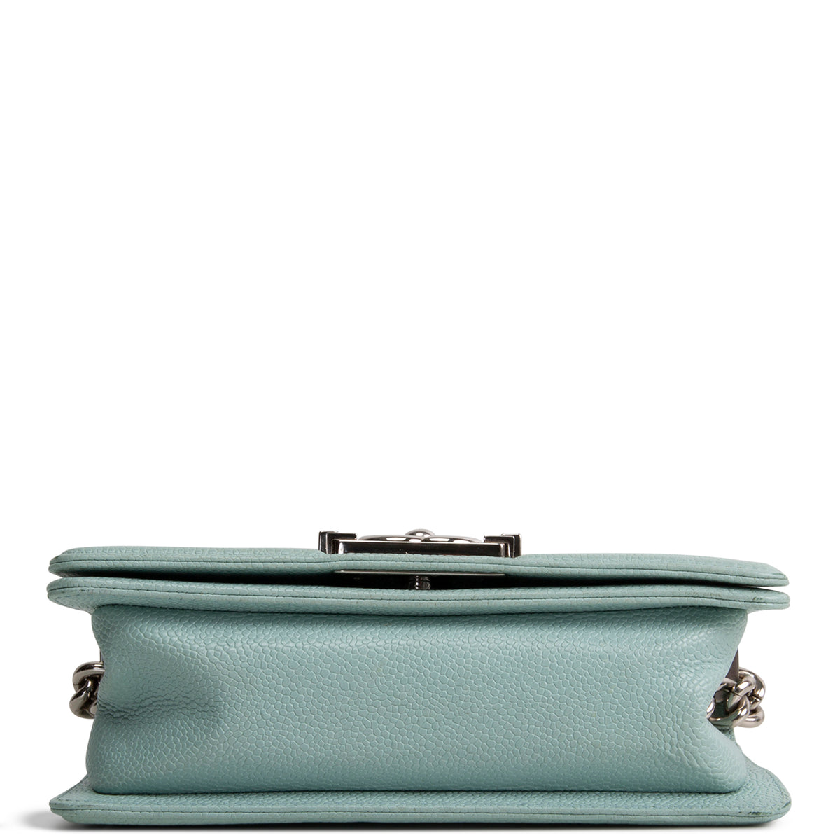 CHANEL Chevron Caviar Boy Bag Small - Aqua Blue OUTLET FINAL SALE