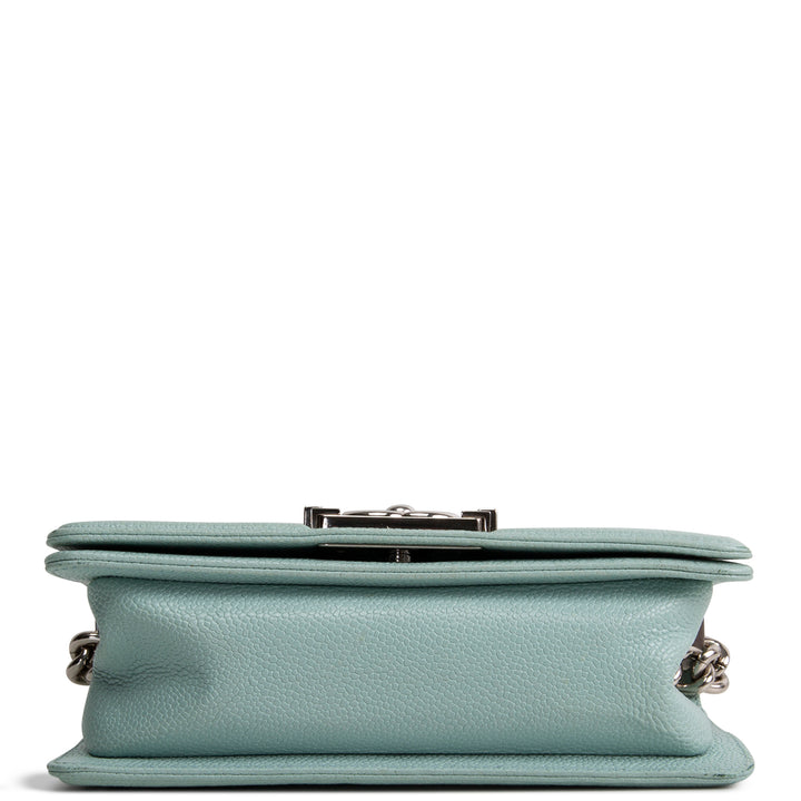 CHANEL Chevron Caviar Boy Bag Small - Aqua Blue OUTLET FINAL SALE