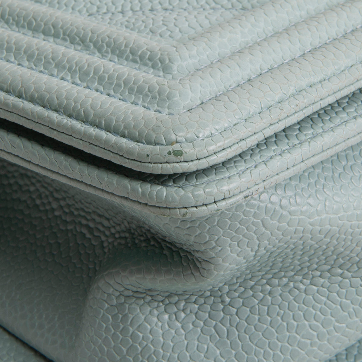 CHANEL Chevron Caviar Boy Bag Small - Aqua Blue OUTLET FINAL SALE