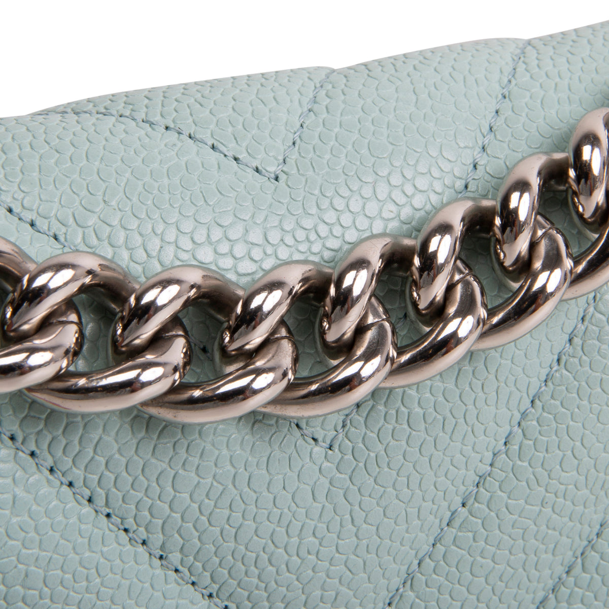 CHANEL Chevron Caviar Boy Bag Small - Aqua Blue OUTLET FINAL SALE