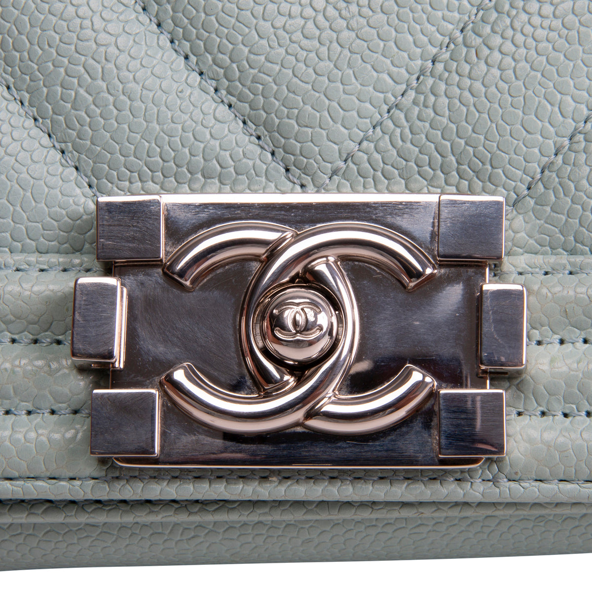 CHANEL Chevron Caviar Boy Bag Small - Aqua Blue OUTLET FINAL SALE