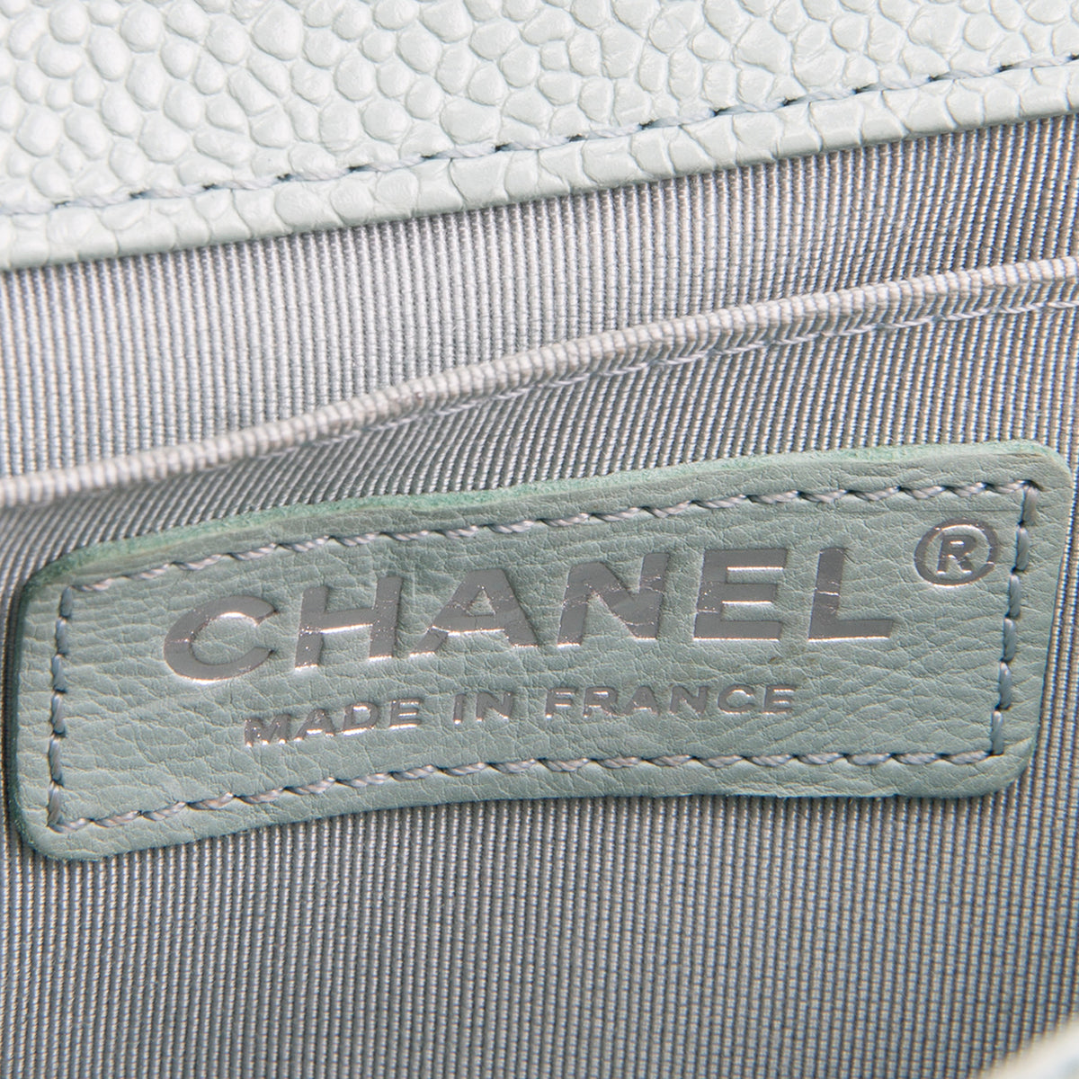 CHANEL Chevron Caviar Boy Bag Small - Aqua Blue OUTLET FINAL SALE