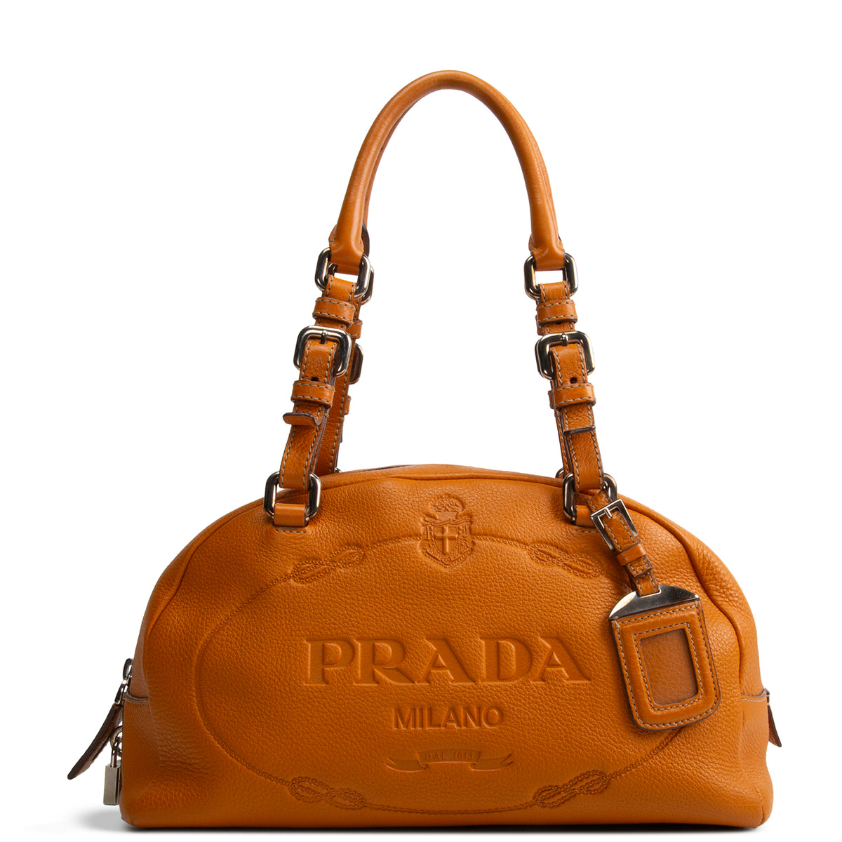 PRADA Vitello Daino Bauletto Bag - Dark Mustard Yellow