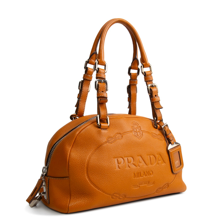 PRADA Vitello Daino Bauletto Bag - Dark Mustard Yellow