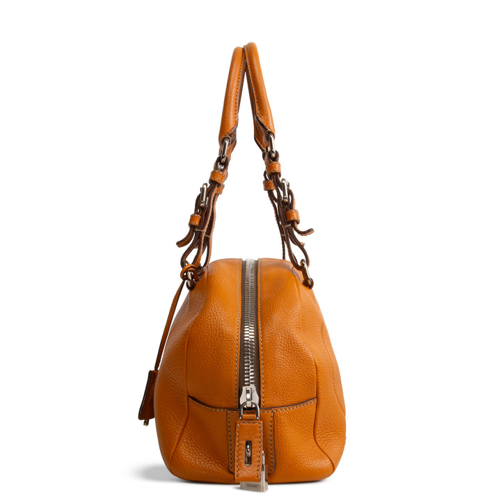 PRADA Vitello Daino Bauletto Bag - Dark Mustard Yellow