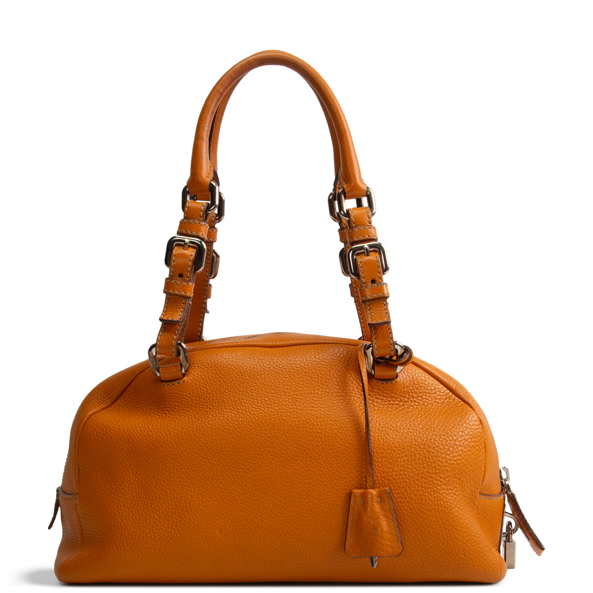 PRADA Vitello Daino Bauletto Bag - Dark Mustard Yellow