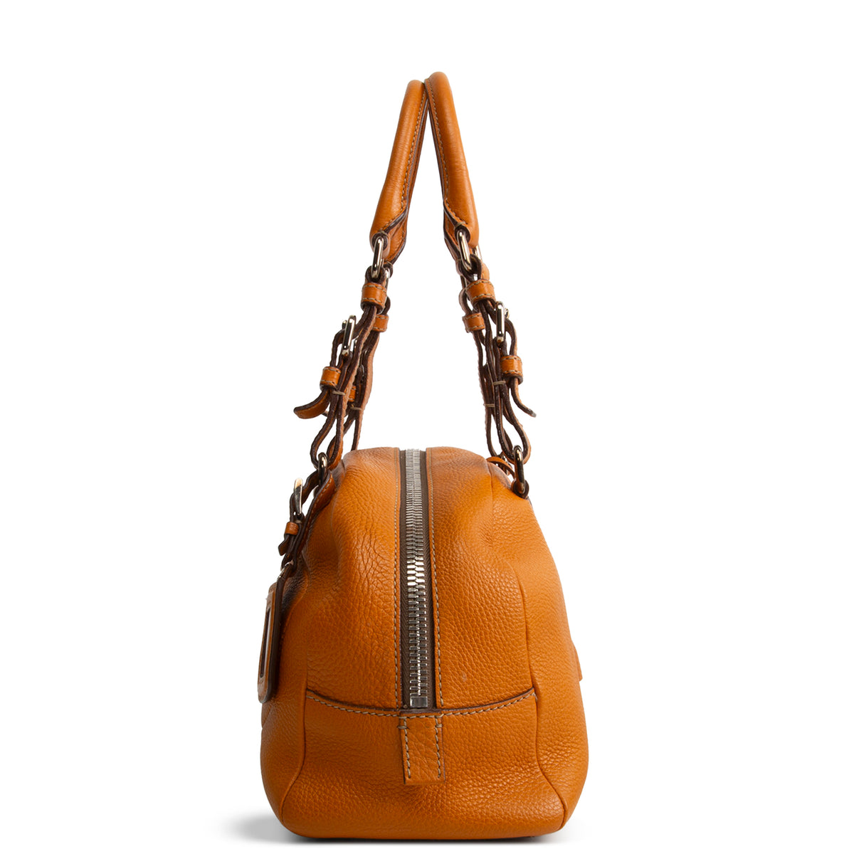 PRADA Vitello Daino Bauletto Bag - Dark Mustard Yellow