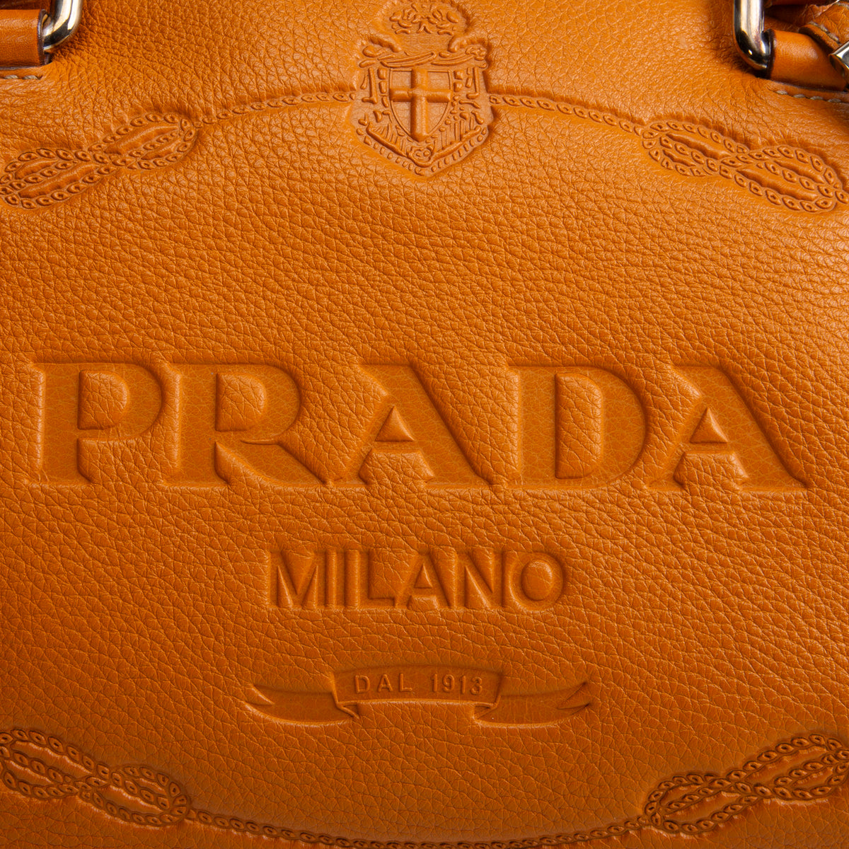 PRADA Vitello Daino Bauletto Bag - Dark Mustard Yellow