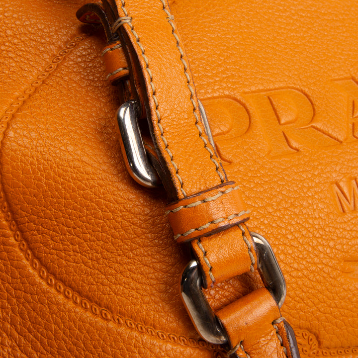 PRADA Vitello Daino Bauletto Bag - Dark Mustard Yellow