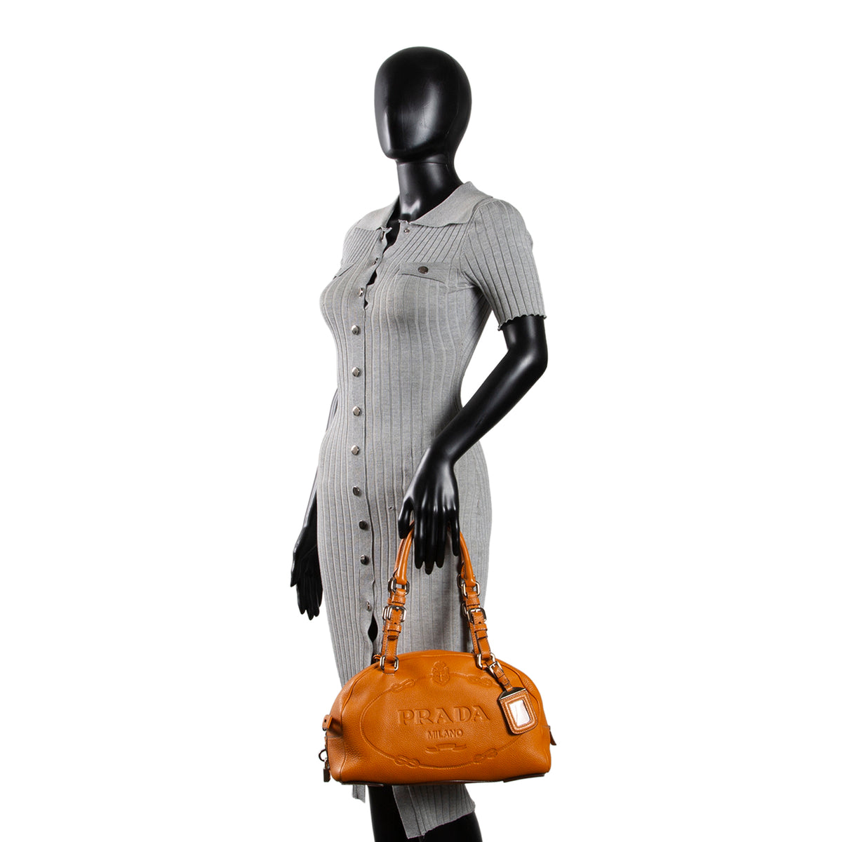 PRADA Vitello Daino Bauletto Bag - Dark Mustard Yellow