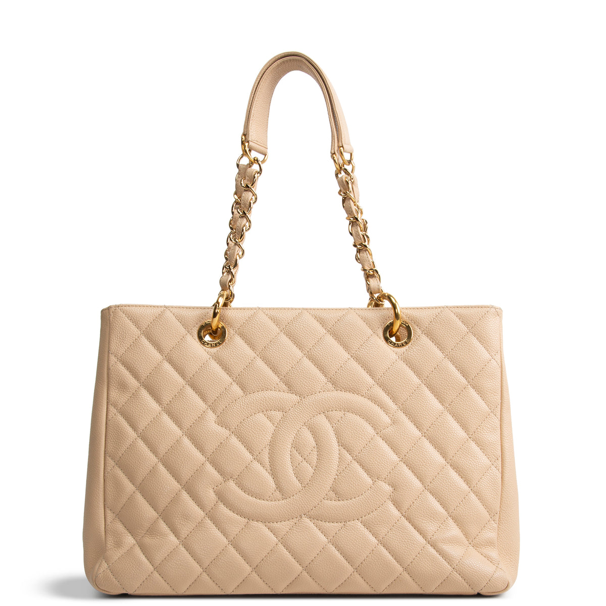 CHANEL Quilted Caviar Grand Shopping Tote - Nude OUTLET FINAL SALE