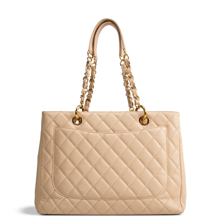 CHANEL Quilted Caviar Grand Shopping Tote - Nude OUTLET FINAL SALE