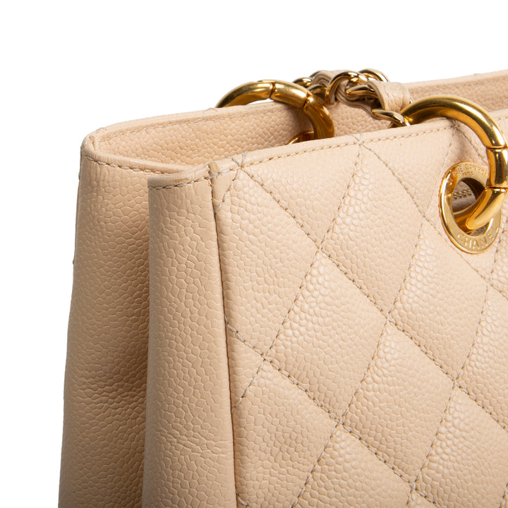 CHANEL Quilted Caviar Grand Shopping Tote - Nude OUTLET FINAL SALE