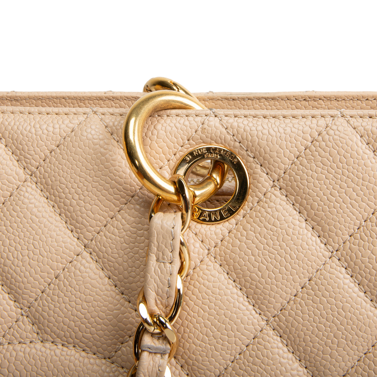 CHANEL Quilted Caviar Grand Shopping Tote - Nude OUTLET FINAL SALE