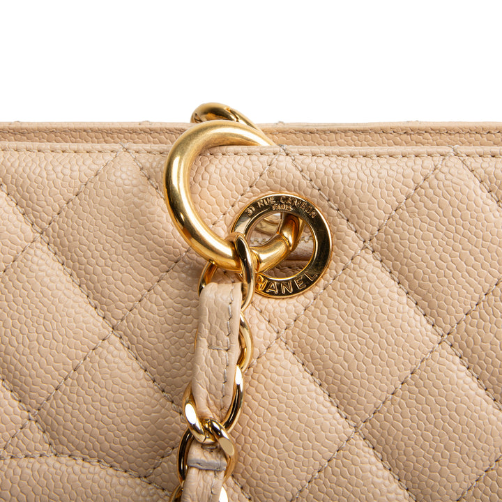 CHANEL Quilted Caviar Grand Shopping Tote - Nude OUTLET FINAL SALE