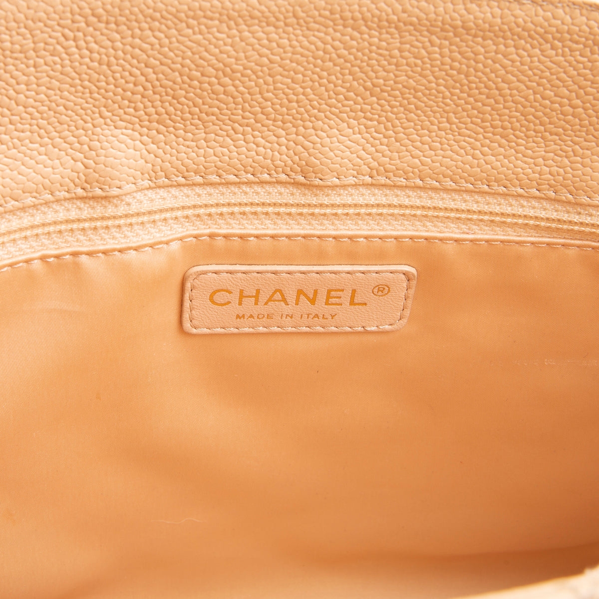 CHANEL Quilted Caviar Grand Shopping Tote - Nude OUTLET FINAL SALE